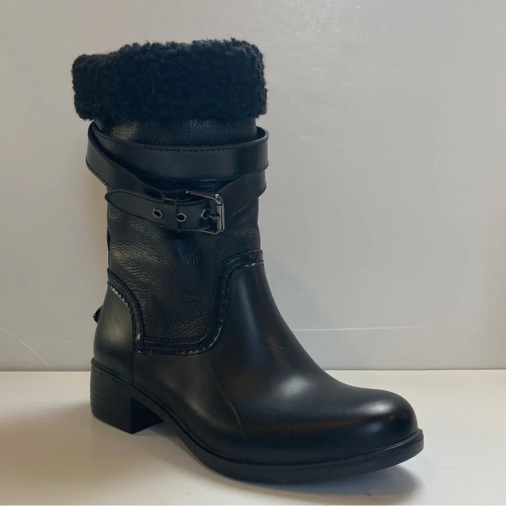 Coach “Zena” Shearling Moto Boots Size 7 in Black